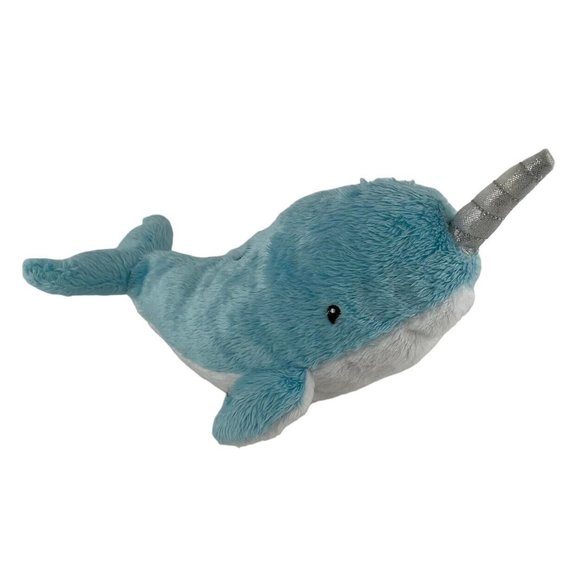 Carters Narwhal 11" Plush Blue Silver Horn Stuffed Animal Toy Embroidered Eyes - Picture 1 of 7